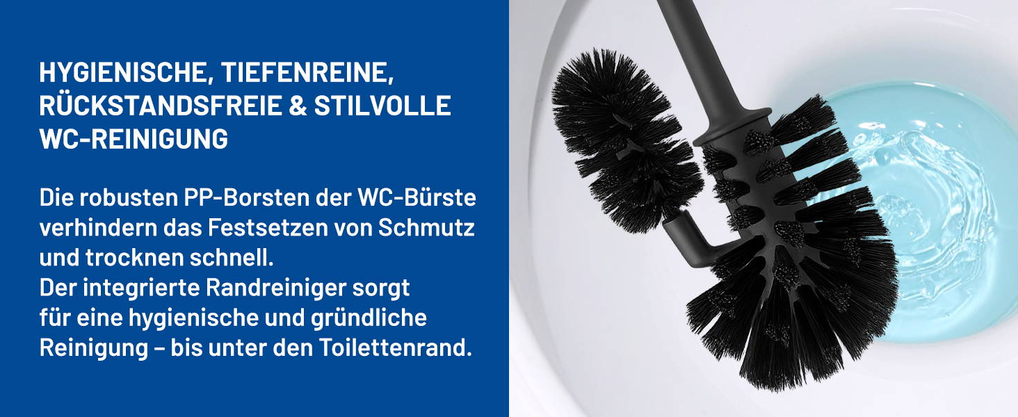Набір для чищення унітазу Rival 4 шт. Smart Line з PP-щітками – ергономічна ручка – швидке та ретельне очищення – набір для чищення унітазу з очищувачем країв