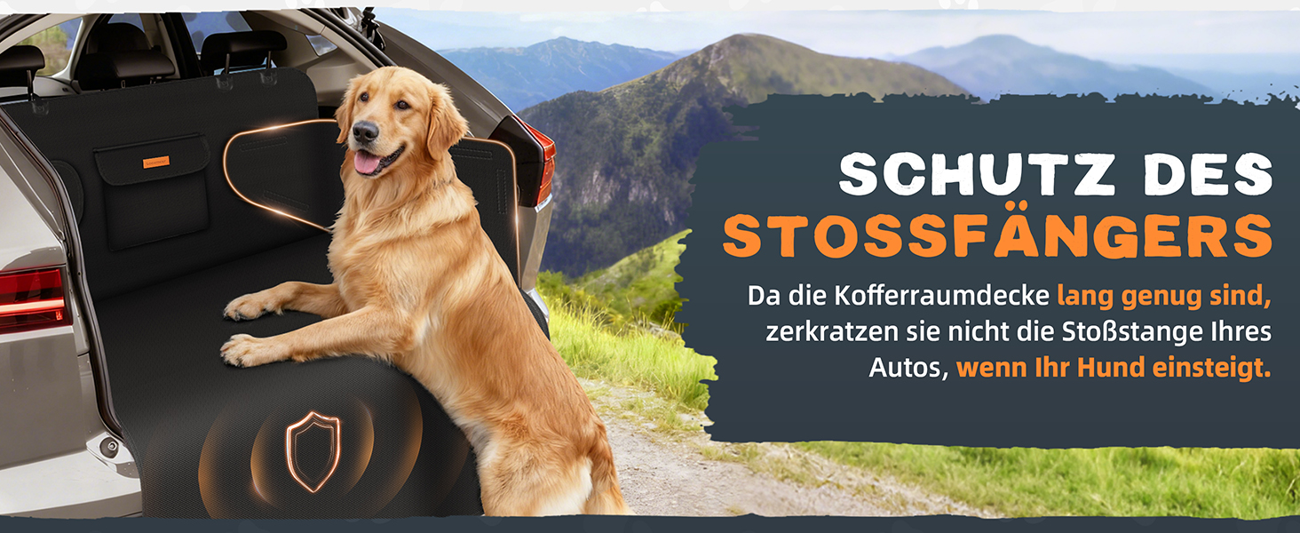 Захист для багажника автомобіля для собак з боковими та захистом від порогу - універсальний килимок для багажника для собак - водовідштовхуючий та стійкий до подряпин - килимок для багажника для автомобіля, універсала, SUV чорного кольору