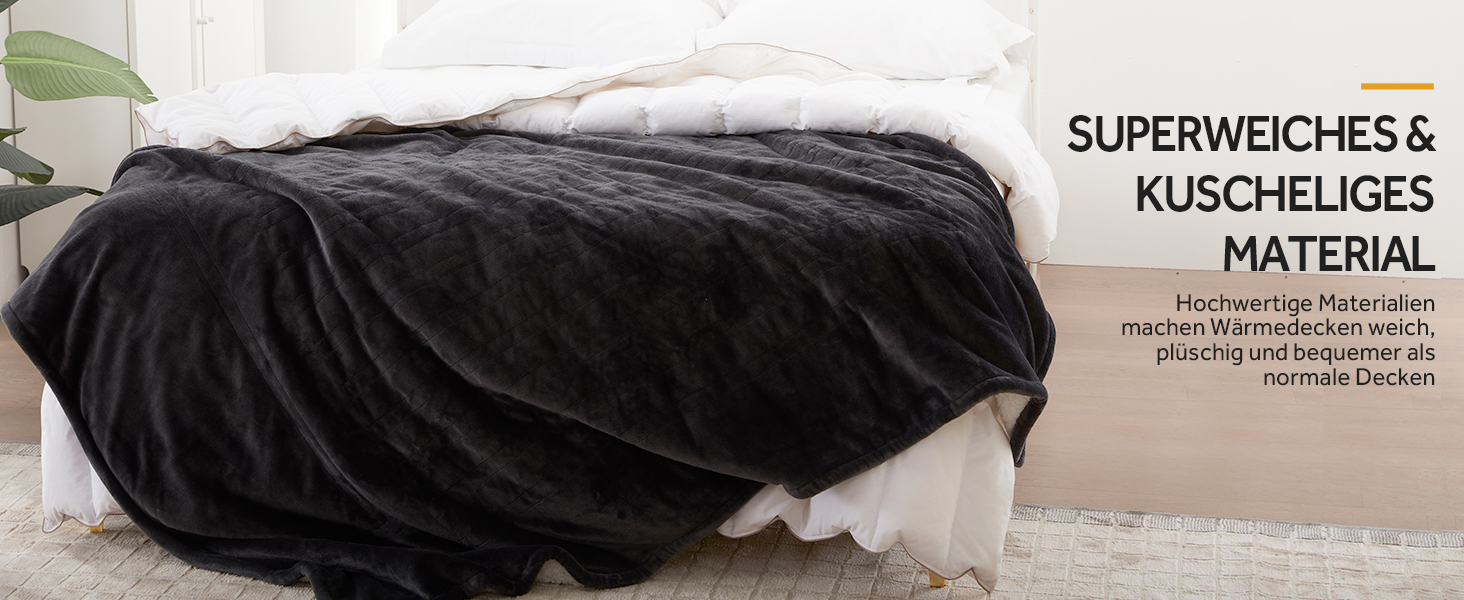 Електрична ковдра Warmrest, фланель, 130x180 см, 6 температурних режимів, таймер 1-10 год, автовимкнення та захист від перегріву, можна прати, сірий колір