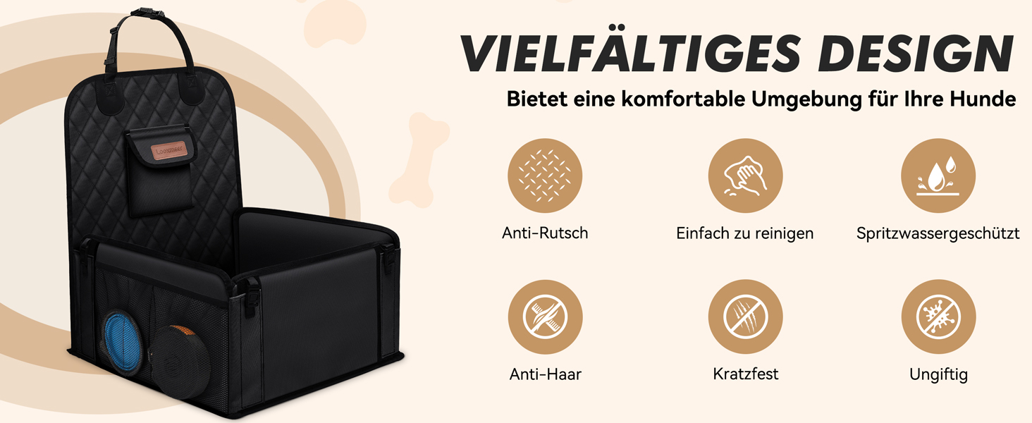 Автокрісло для собак - стабільне, водонепроникне, з підсиленими стінками та ременями безпеки, чорне