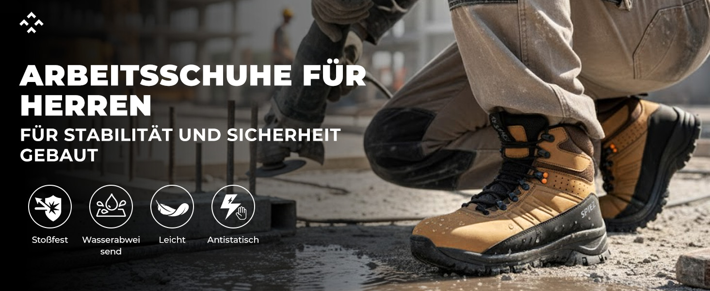 Черевики безпеки Spietz для чоловіків: легкі робочі черевики з композитною захисною капою, антистатичні, неслизькі, водонепроникні, для промисловості та будівництва, коричневі, розміри EU 39–46 43 EU