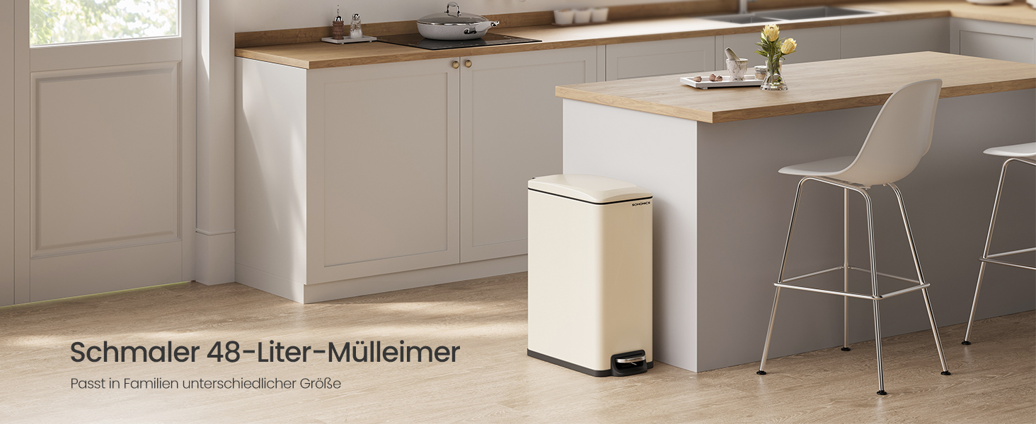 Відро для сміття SONGMICS 20 л з педаллю, м'яким закриттям, з внутрішнім відром, 15 мішків, металік сріблястий LTB543E01