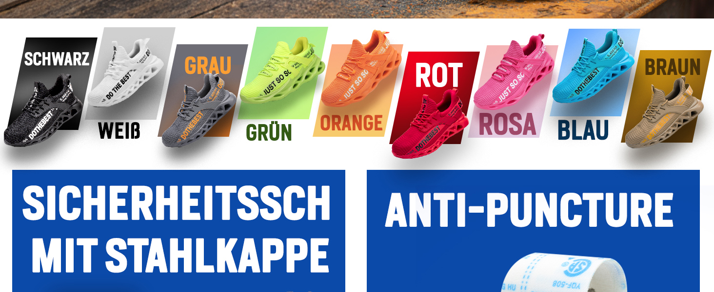 Черевики робочі Furuian для чоловіків та жінок, легкі, спортивні, дихаючі, зі сталевим підноском, антиковзкі, фітнес-кросівки, чорні, 38.5 EU