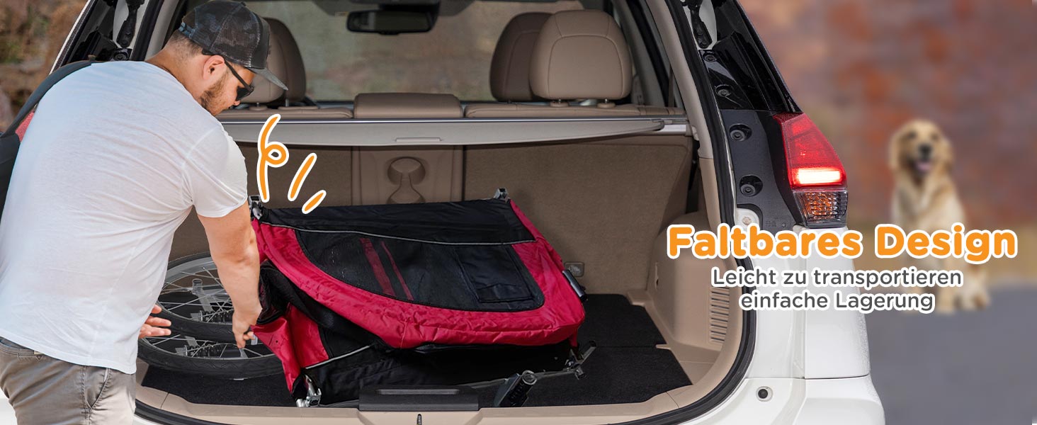 PawHut Причіп для собак 2-в-1, велосипедний причіп для собак, візок для собак з відбивачами, прапорцем, причіп для собак PawHut, оксфордська тканина (Червоний+Чорний)