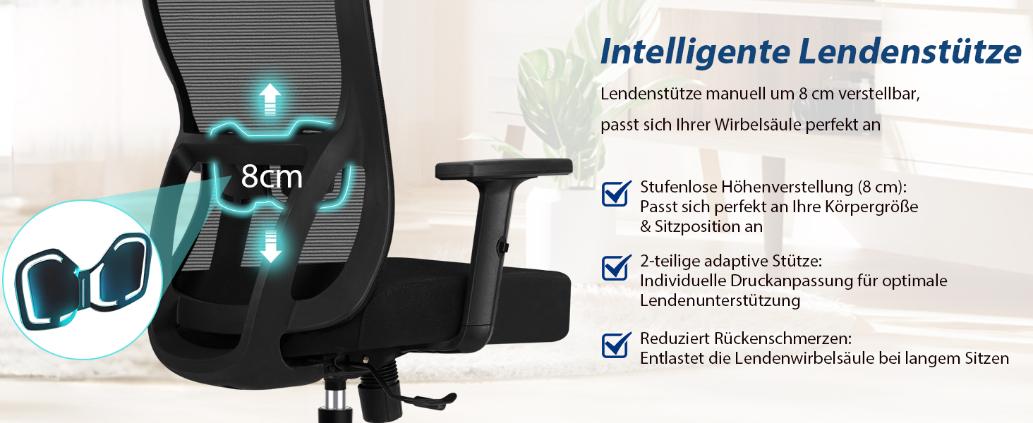 Ергономічне офісне крісло з регульованою спинкою та підголівником, до 150 кг, чорне X-Large