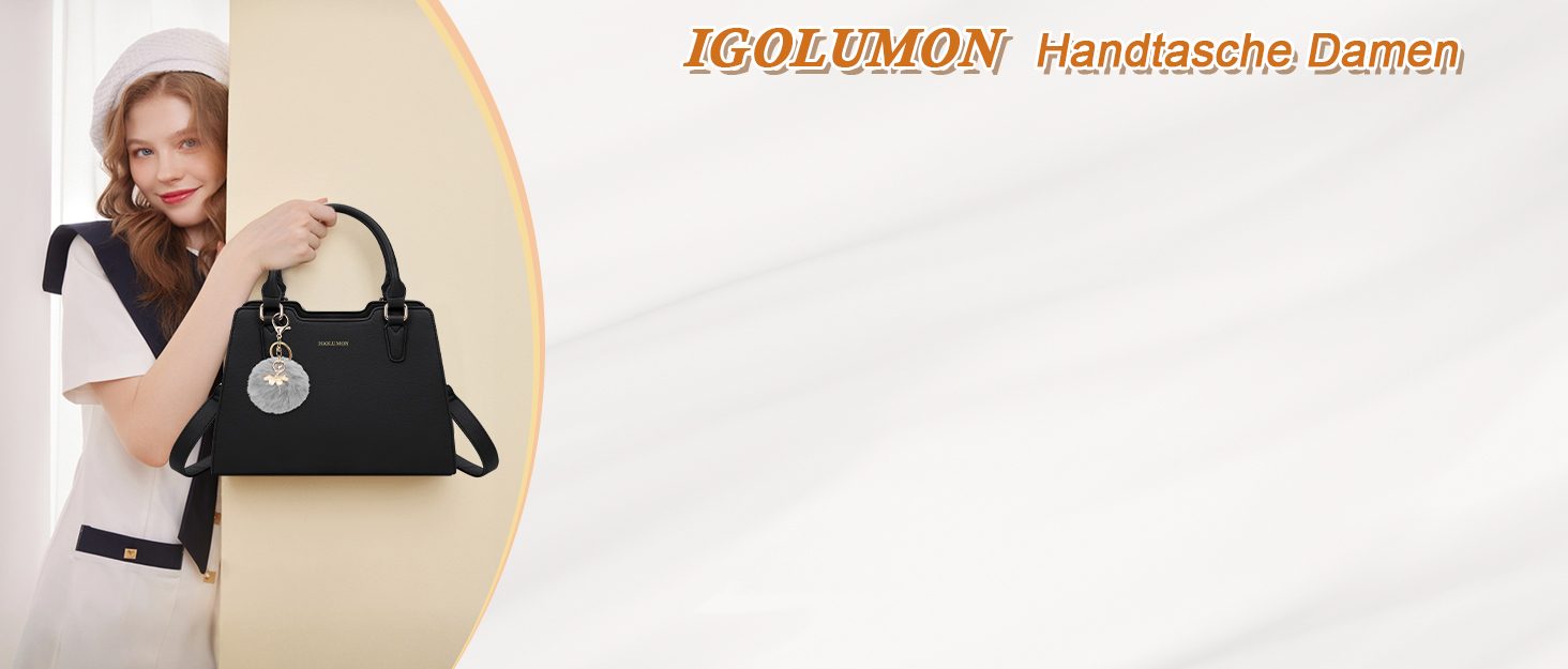 Жіноча сумка IGOLUMON шкіряна середнього розміру, сумка-тоут, сумка на ручку, чорна