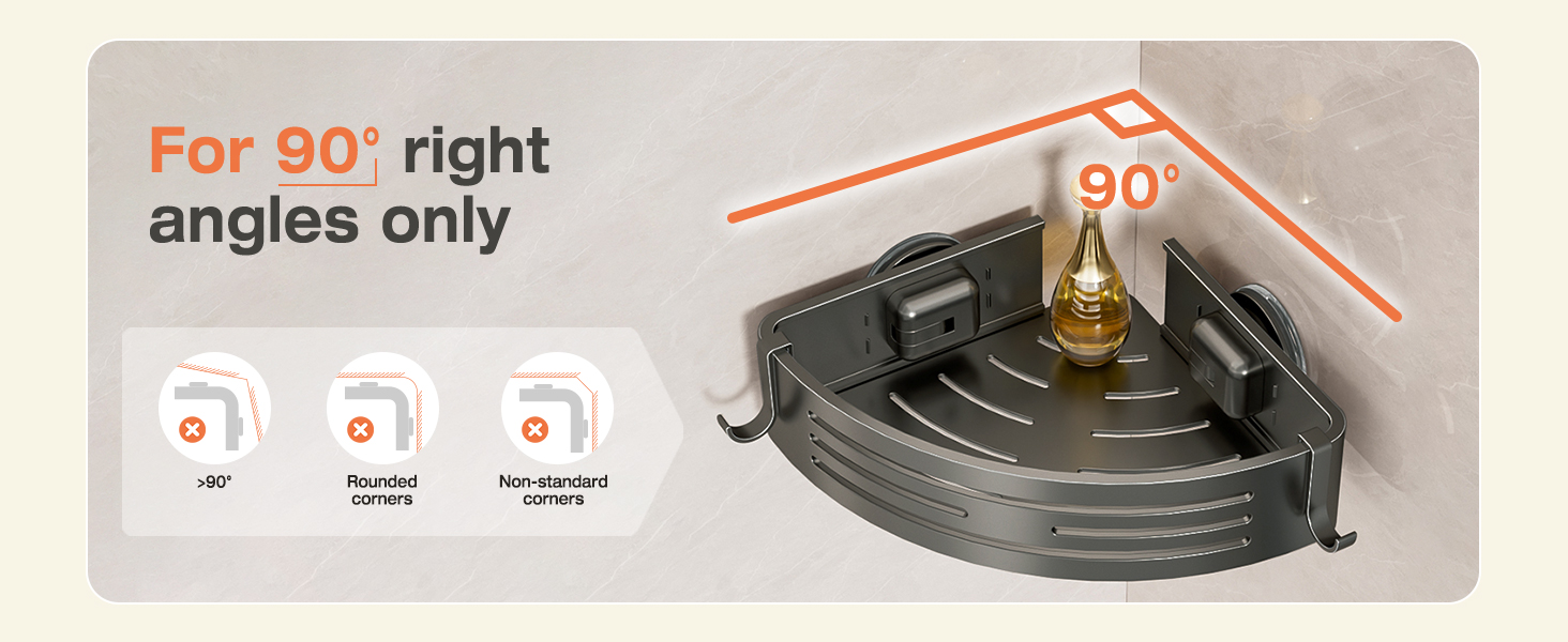 Поличка для душу Lekesky без свердління, кутова, з міцними присосками, алюміній, нержавіюча сталь, знімна, 2 шт., Gunmetal Grey