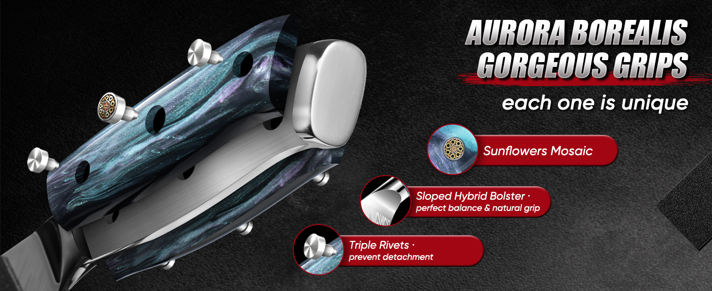 DRAGON RIOT - Професійний кухонний ніж для шеф-кухаря з ручкою з епоксидної смоли, професійний ніж з піхвою (хлібний ніж)