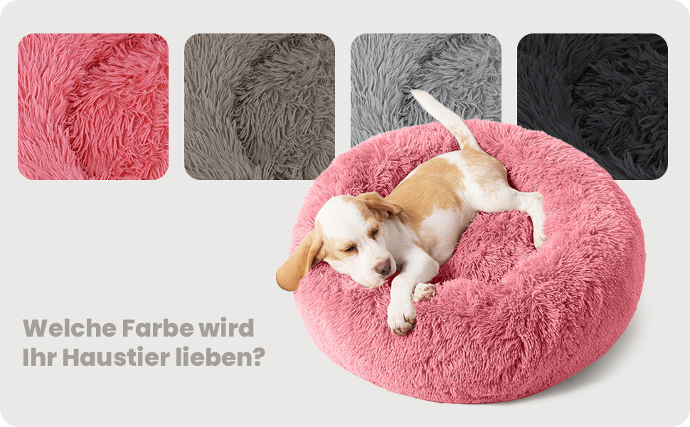 М'яке ліжко для собак та котів великих порід - кругле пухнасте ліжко з високими бортиками - антиковзаюче дно - силіконова наповнювач - комфортне місце для сну - 90 см - зручне та довговічне - бежеве