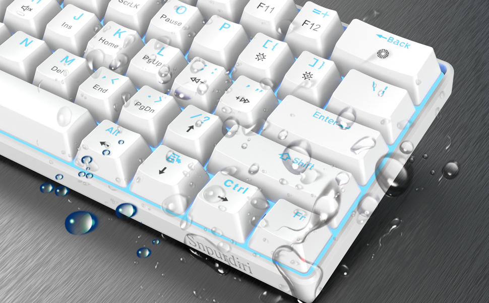 Механічна ігрова клавіатура Snpurdiri 60% з блакитними LED, 61 клавіша, Anti-Ghosting, 2 підставки (блакитний/чорно-білий/блакитний)