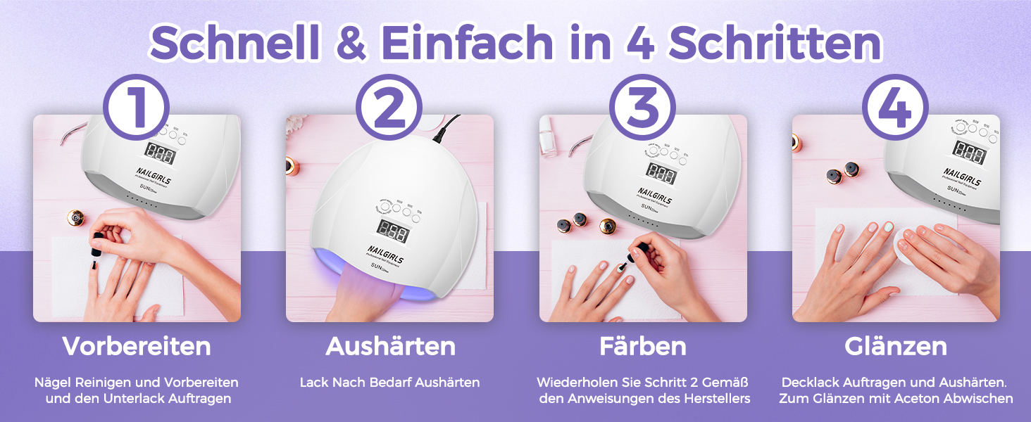 LED UV лампа для нігтів NAILGIRLS 150W з таймером, автосенсором та LCD дисплеєм. Підходить для гель-лаку, пальців та нігтів. Знімний магнітний майданчик.