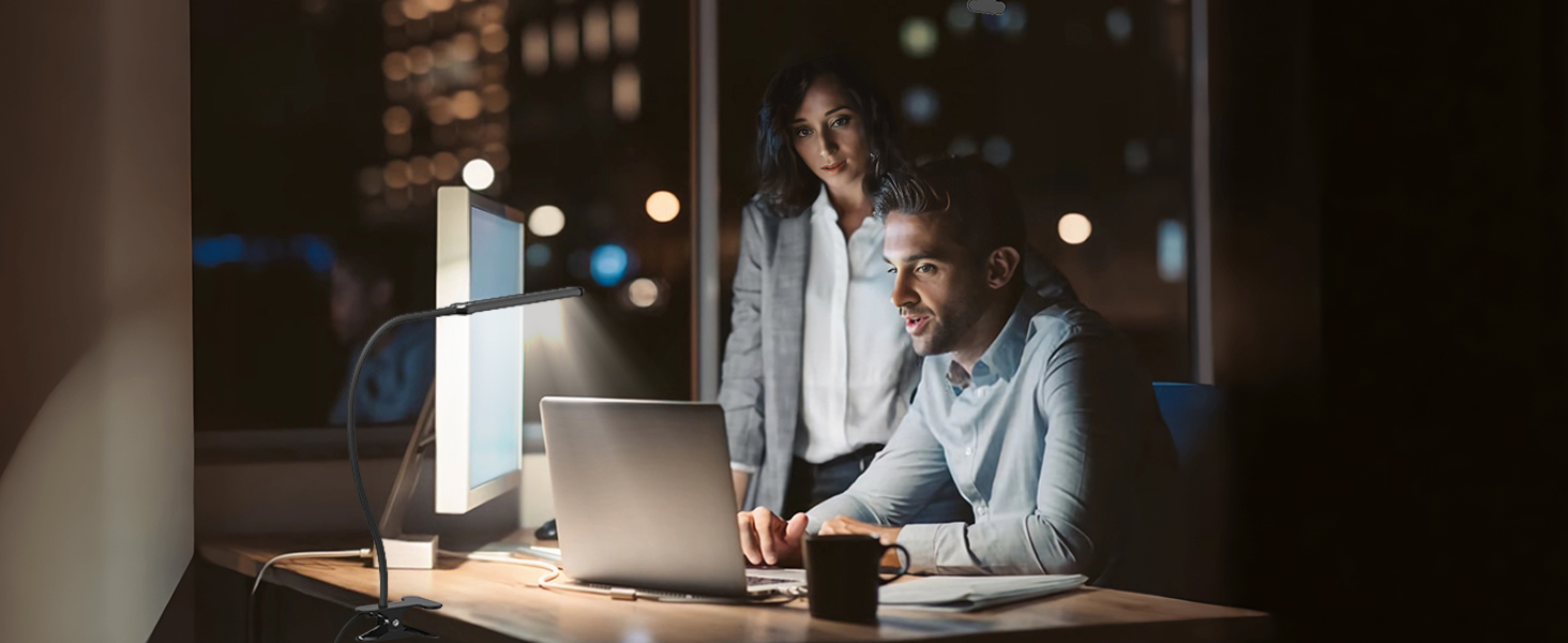 Лампа настільна LED Mojimdo 77 з пультом ДУ, 40 см, 3 кольори, 5 рівнів яскравості, гнучкий штатив, USB-зарядка, чорний