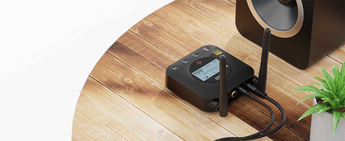 1Mii Bluetooth 5.1 Аудіо Адаптер з Низькою Затримкою aptX, 3D Surround для Підсилювача, Лаунспікерів, Оптичний/Коаксіальний/RCA AUX (B06Pro+ Medium)