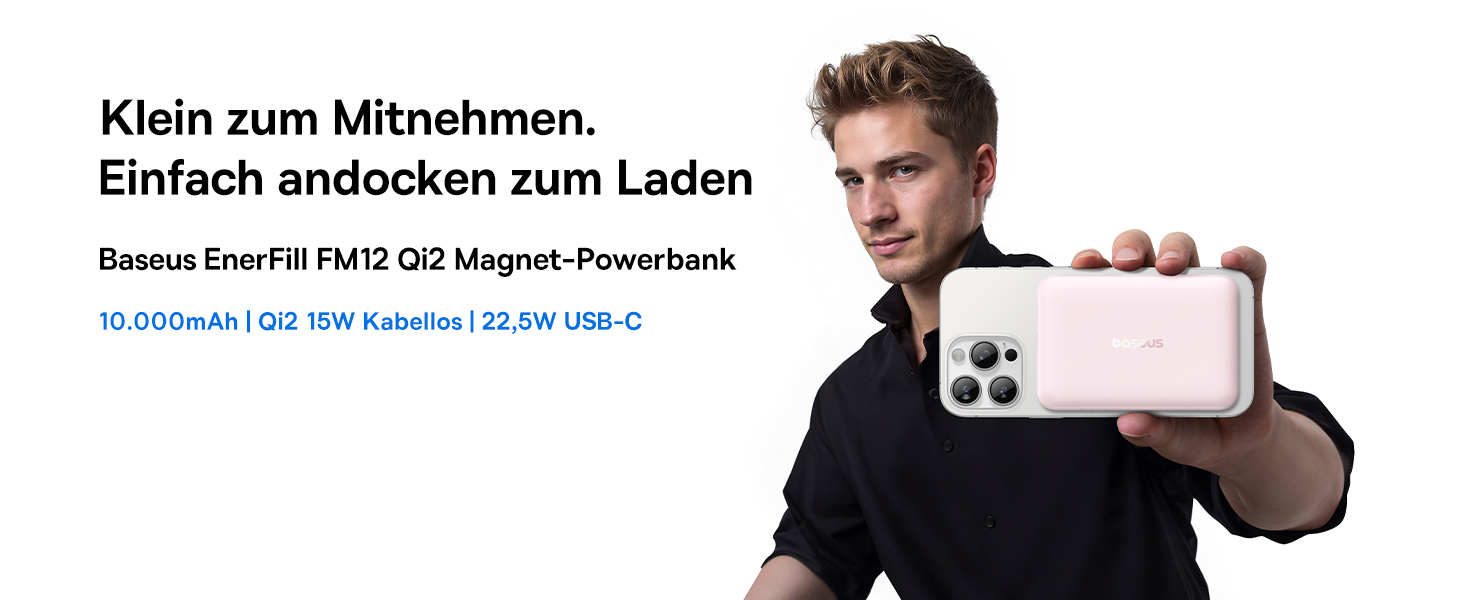 Power Bank Baseus EnerFill Qi2 MagSafe 10000mAh з PD 22.5W та бездротовою зарядкою 15W (Рожевий)