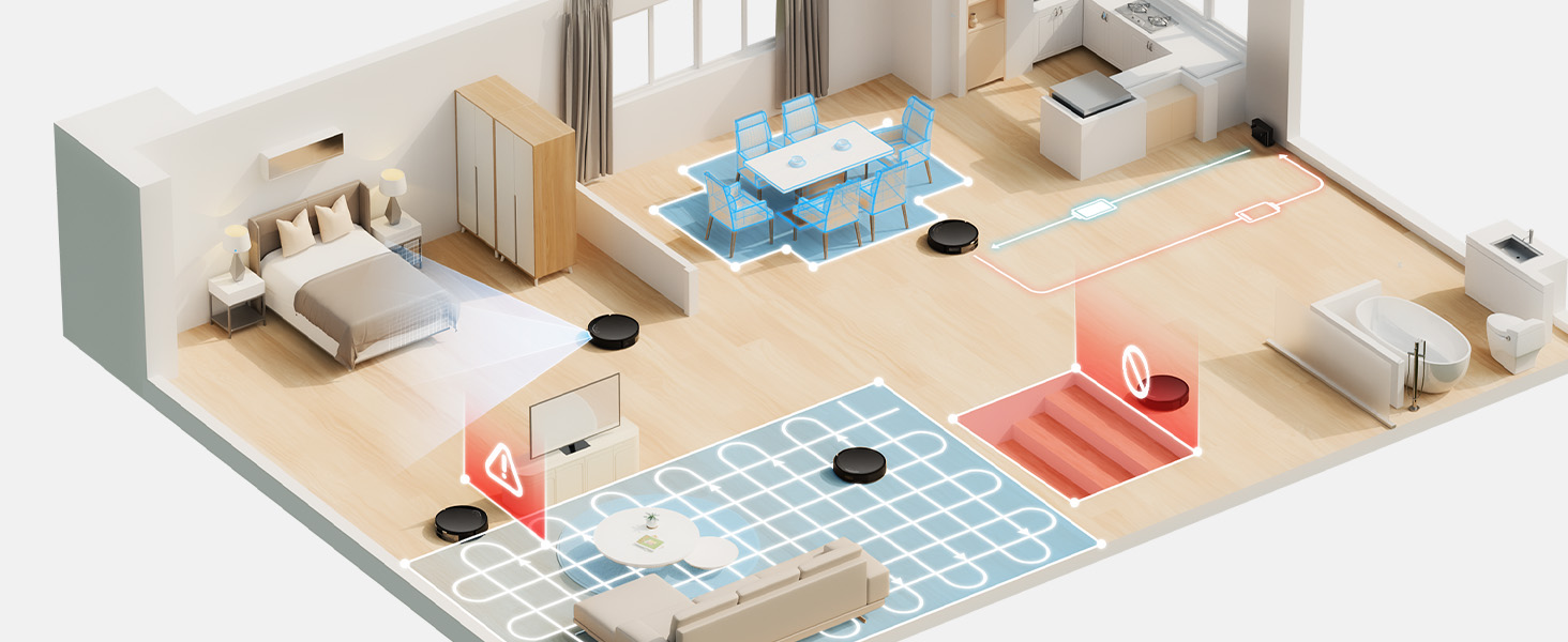 Робот-пилосос Tapo RV20 Max Plus з функцією миття та автоматичною станцією самостійного очищення, 5300Pa потужність всмоктування, 83 мм товщина, сумісний з Alexa & Google Assistant, керування через додаток