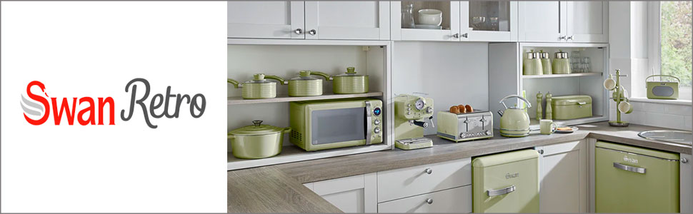 Swan Retro Electric Kettle - 1.8L, Vintage Design, Automatic Shut-Off, Cordless, BPA-Free Stainless Steel, 3000W, Green