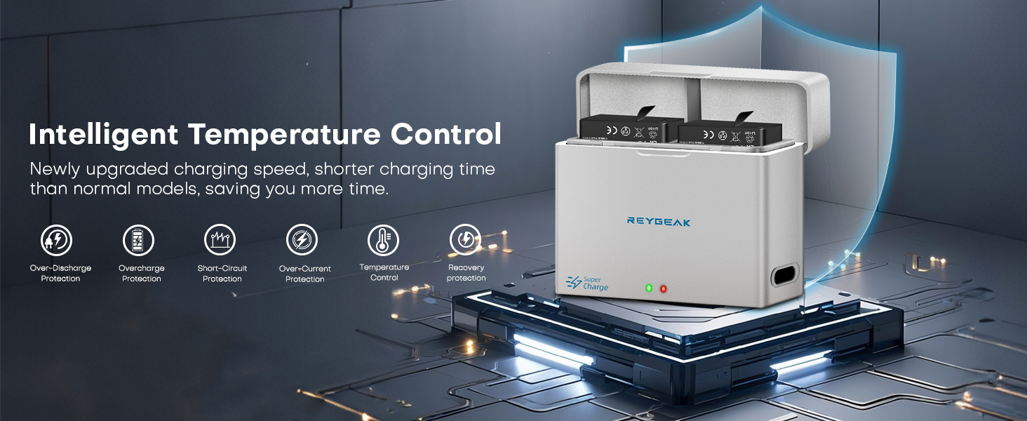 Акумулятор та зарядний пристрій для DJI Osmo Action 5 Pro/4/3: 2 шт. акумулятори, швидка зарядка PD, 2100 mAh