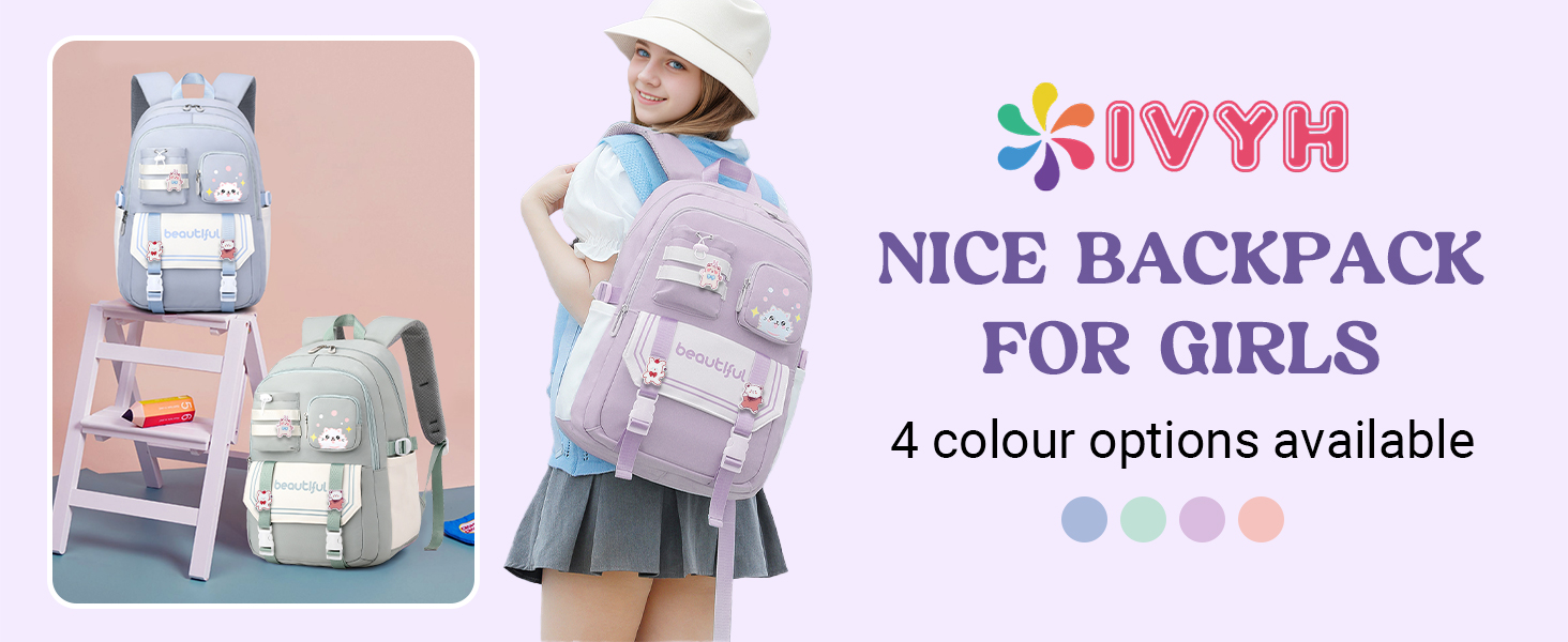 Дитячий рюкзак IvyH для дівчаток – велика місткість, водонепроникний, ідеальний для школи, 2-6 клас, фіолетовий