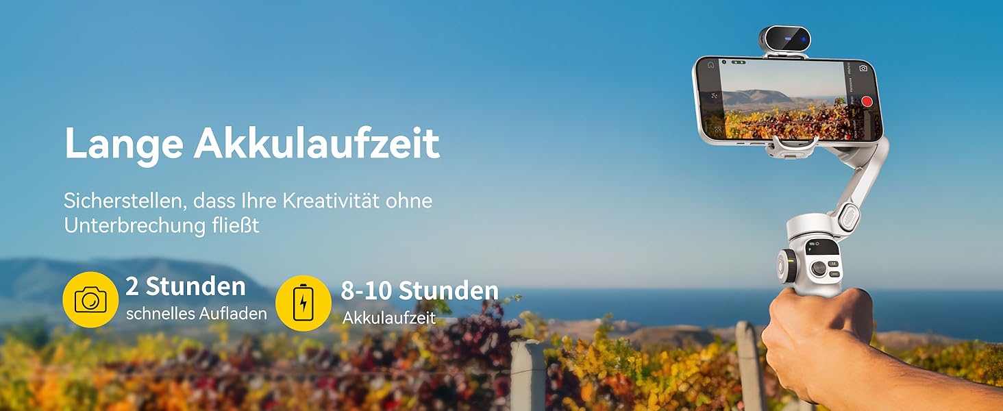 Стабілізатор для iPhone та Android з 3-осьовою стабілізацією та OLED-дисплеєм, 7.8