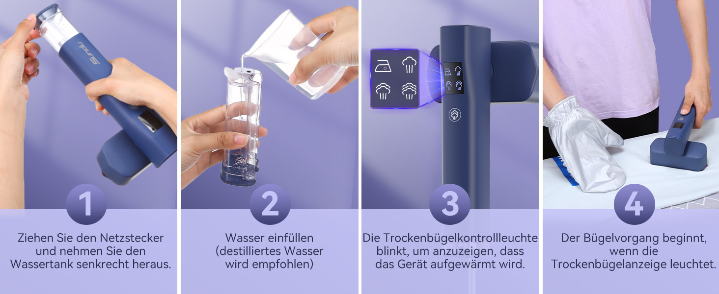 Праска Sundu Steamer: 2-в-1 відпарювач та праска для одягу, мобільна, з LED дисплеєм, 4 режими, блакитна