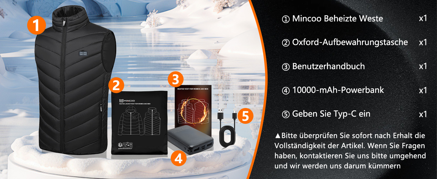 Гріюча жилетка для чоловіків та жінок з акумулятором 10000mAh, 5 зон обігріву, 3 режими температури, подвійне керування, чорна, для зимових активностей