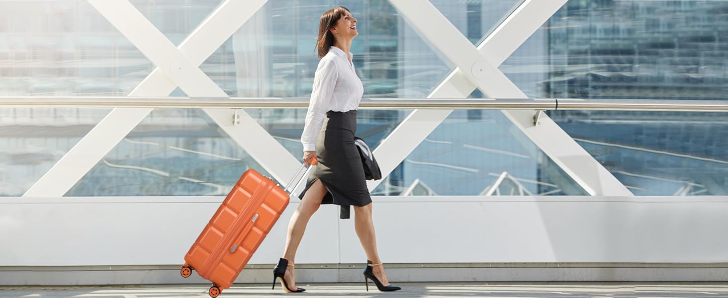 Валіза KONO середнього розміру на 4 колесах, 62x43x26 см, з TSA замком, ABS, помаранчевий