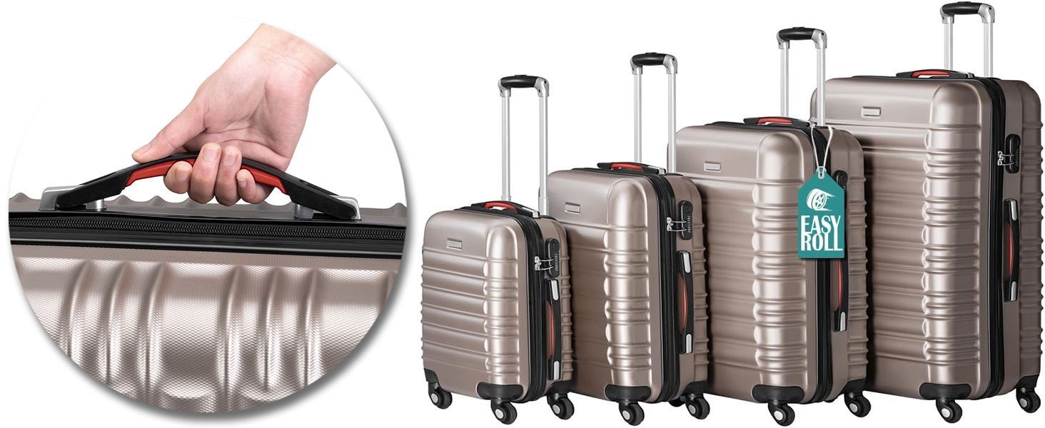 Набір валіз ABS S-M-L-XL з телескопічною ручкою та кодовим замком, срібний