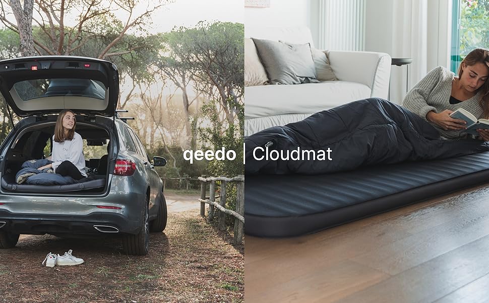 Qeedo Cloudmat – Самонадувний преміум килимок-матрац для кемпінгу, м'яка і зручна ізомат для подорожей та гостьового ліжка з Soft Touch покриттям і подвійним клапаном