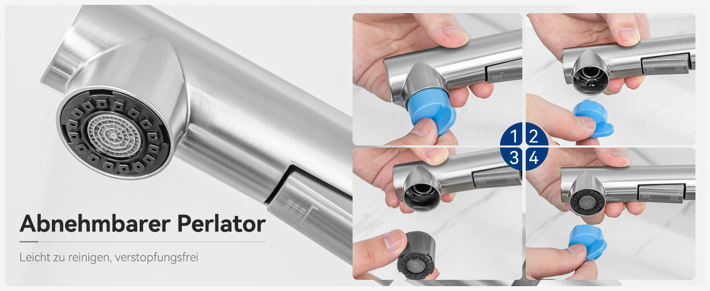 Змішувач кухонний CECIPA Hochdruck, висувний, з дозатором води, чорний, нержавіюча сталь, 360° поворот, ×207B (L-подібний, для високого тиску)