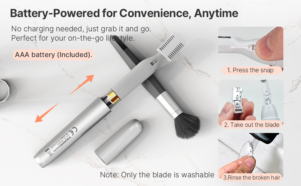 TOUCHBeauty AG-1658W: Професійний тример для тіла та обличчя - триммер для носа, брів, вух та обличчя (білий, срібний)