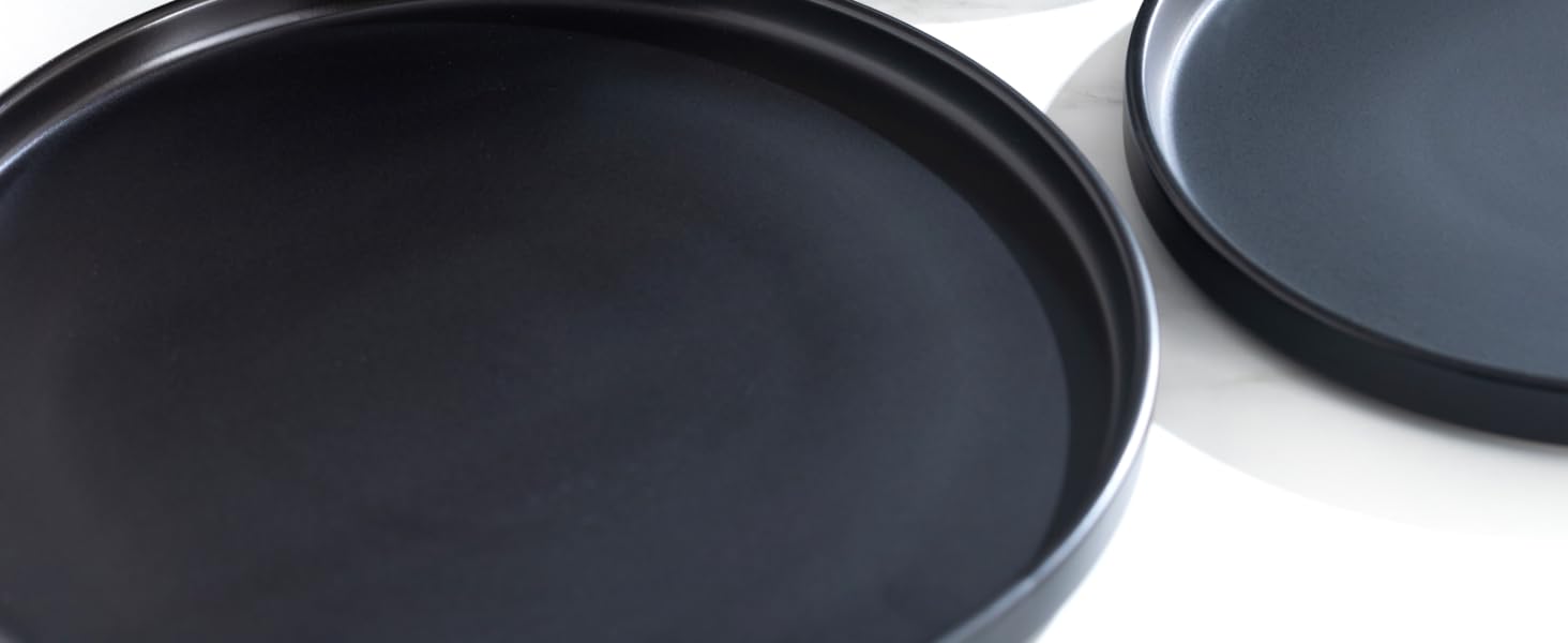 Matte Black Stoneware Dinnerware Set for 6 - 24 Piece Set | Pure Living | Urban Style Dinner Set
