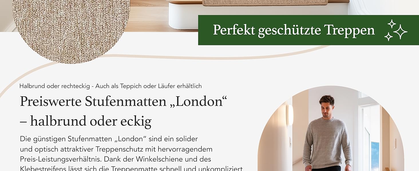 Сходинкові килимки Casa Pura London, 15 шт., 11 кольорів, антрацит, надійна фіксація, стабільна кутова рейка