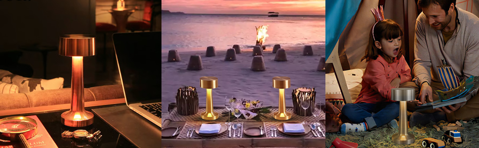 Світлодіодна настільна лампа бездротова з акумулятором, димується, нічна лампа, лампа на стіл для вітальні, спальні, 3 кольори світла, срібляста