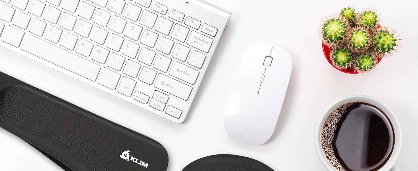 Підставка для зап'ястя KLIM: комплект для клавіатури та миші, гелевий Memory Foam, ергономічна підтримка, для геймінгу та офісу, чорний колір