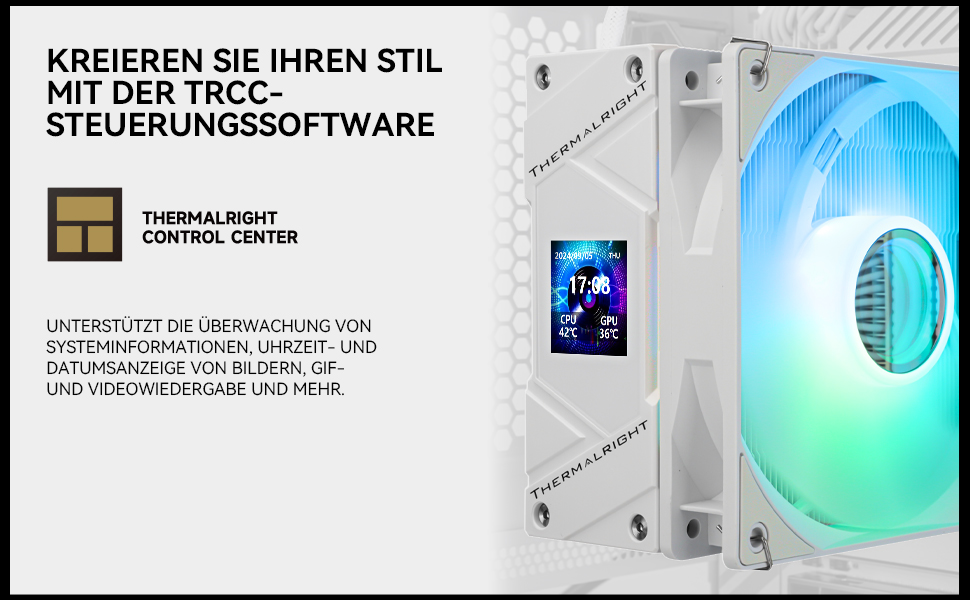 Thermalright Assassin Spirit 120 Vision ARGB - Кулер CPU з РК-дисплеєм, білий, для Intel LGA1851/1700, AM4/AM5