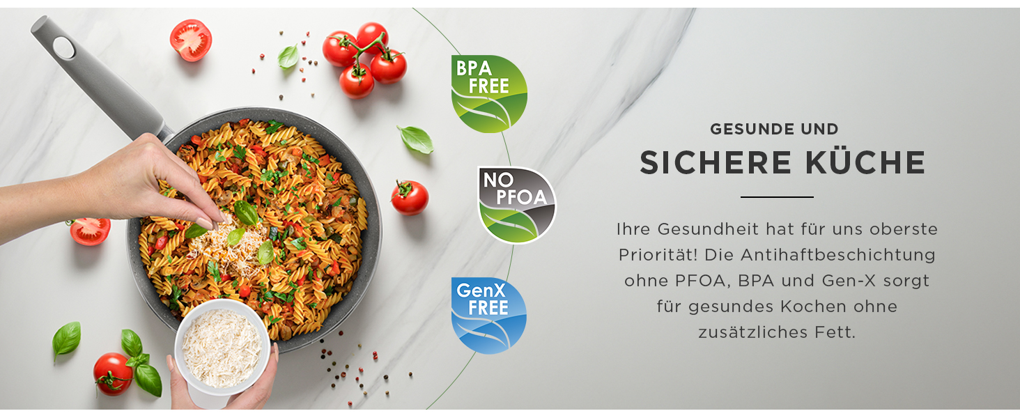 Набір каструль KASANOVA для традиційних плит, антипригарне покриття, набір посуду, здорове, швидке та рівномірне приготування їжі. Виготовлено в Італії (6 предметів)