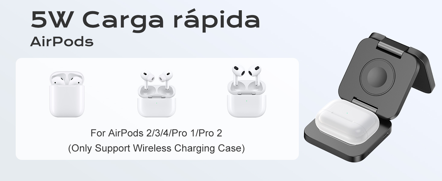 KU XIU Бездротова зарядна станція 3-в-1 MagSafe для iPhone 17/16/15/14/13/12, Apple Watch, AirPods. Складний зарядний пристрій для подорожей, чорний + адаптер