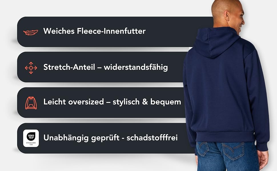 Чоловічий худі FM London Essentials Oversized — теплий прогулянковий худі з капюшоном, бавовняна суміш, чорний, розмір XL