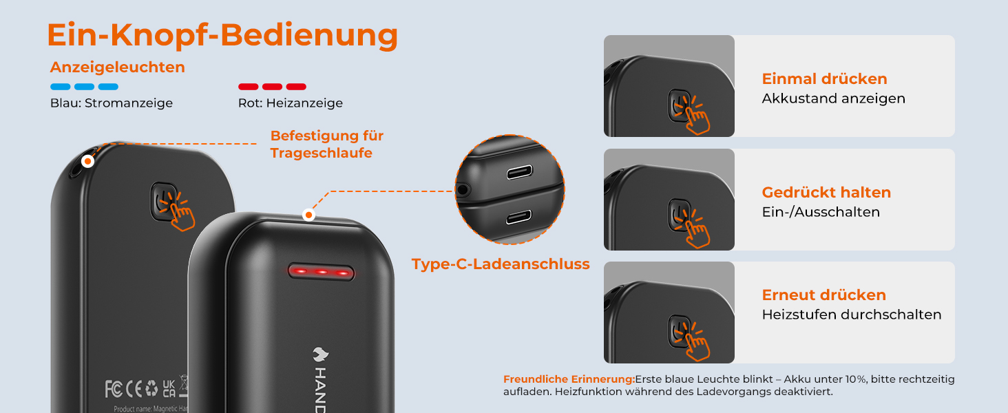 Електричні нагрівачі для рук 2-в-1 з магнітом - 6000 mAh, USB, для кемпінгу