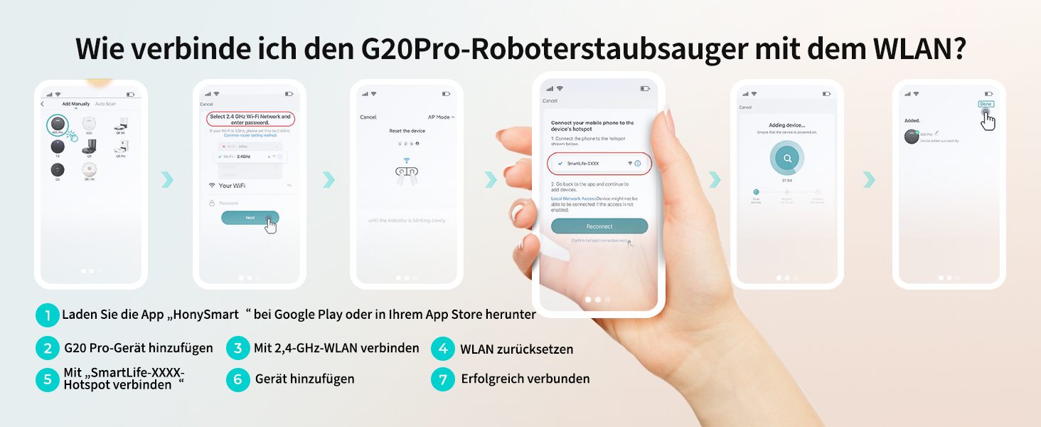 Робот-пилосос HONITURE G20 Pro з функцією миття, 4500Pa, керування через додаток, 180 хв роботи, для шерсті тварин, килимів та твердих підлог, чорний