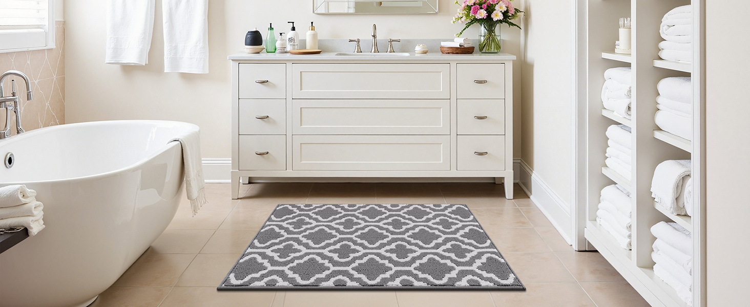 Килимок вхідний SHACOS 90x150 см протибрудний та протиковзкий, вологостійкий килим для дому, передпокою, тераси та саду, сірий