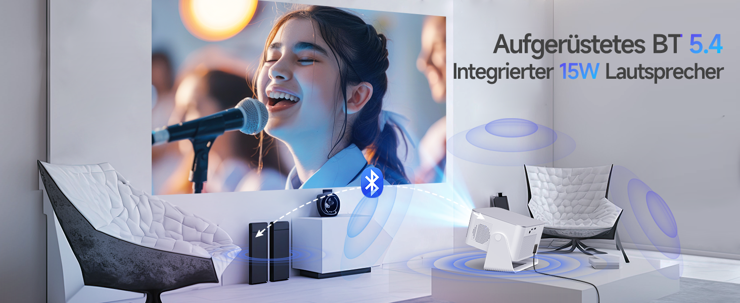 Проектор Alwtniet Mini Beamer 4K 8K з Android 14, WiFi 6, Bluetooth 5.4, Автофокус та Автокорекція, 180° поворот, для домашнього кінотеатру, HY350MAX