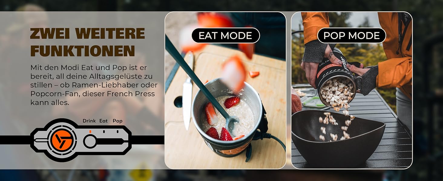 Електрична френч-прес для кави, 2-в-1: чайник та прес, 500W, для кемпінгу та подорожей