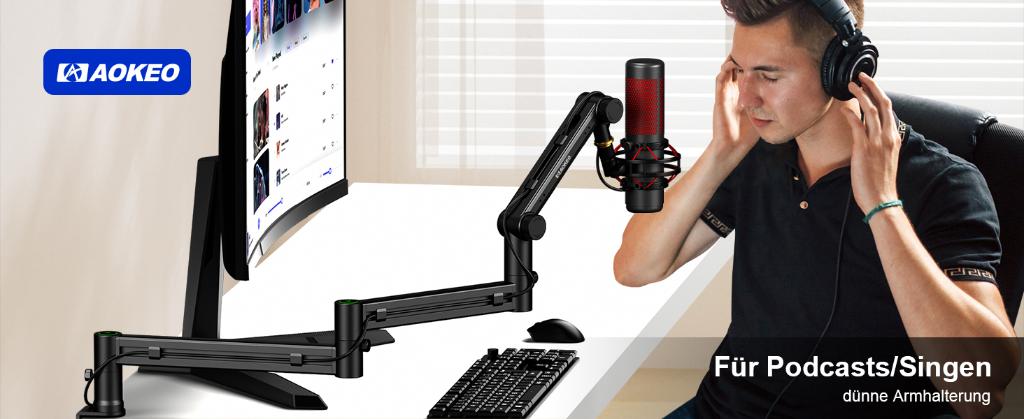 Кріплення для мікрофона Aokeo AK-58i – низькопрофільний тримач для HyperX QuadCast, Elgato Wave, Shure SM7B, Blue Yeti, Blue Snowball