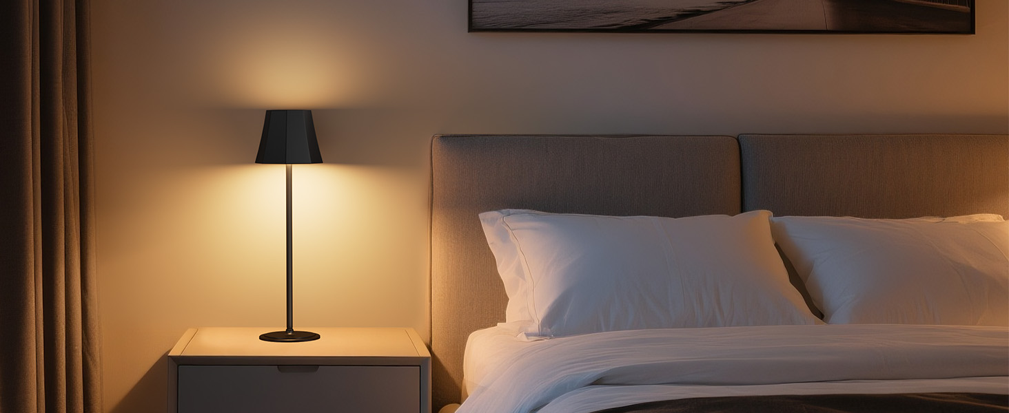 Бездротова LED-лампа Suright для столу з 3 кольоровими режимами + RGB, регульована яскравість, сенсорне управління, водонепроникність IP54, чорна