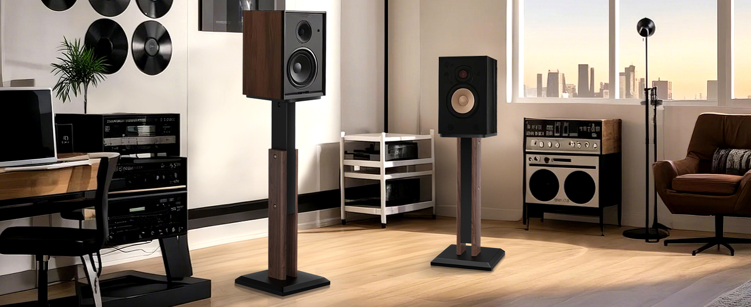 Підставка для акустики 65-85 см, регульована по висоті, дерев'яні підставки для сателітної акустики 4-10 дюймів, 20 кг, набір 2 шт (колір: коричневий)