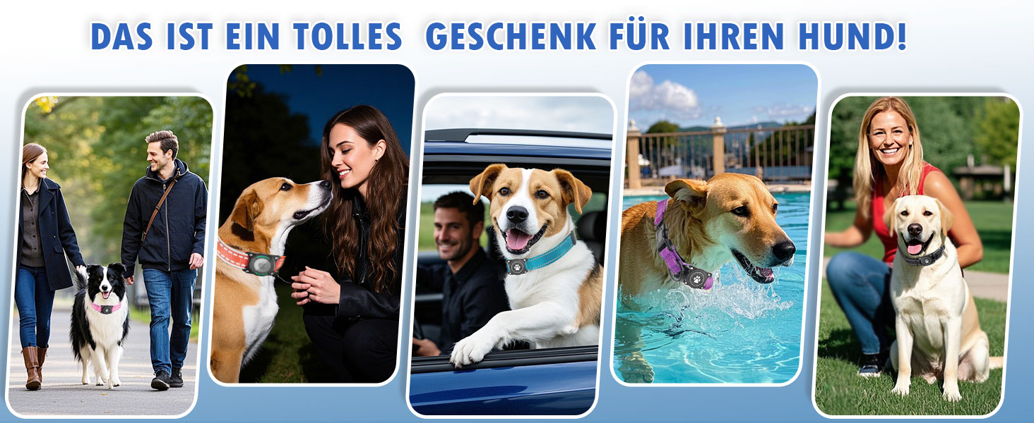 Світловідбиваючий нашийник для Apple AirTag для собак, регульований, водонепроникний, для малих, середніх та великих собак, L (32-43.5 см), фіолетовий