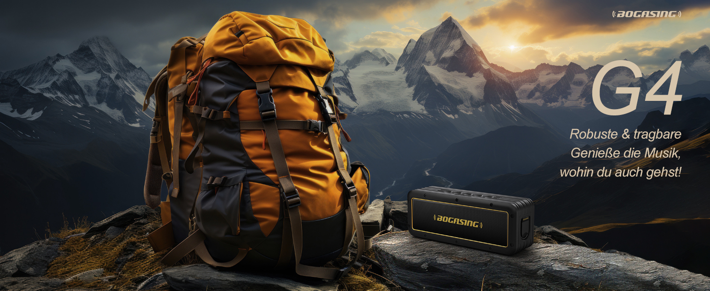 BOGASING G4 Bluetooth колонка 50W: Портативна водонепроникна колонка з глибоким басом, підтримкою TF-карти, AUX, Bluetooth 5.3, 24 години роботи