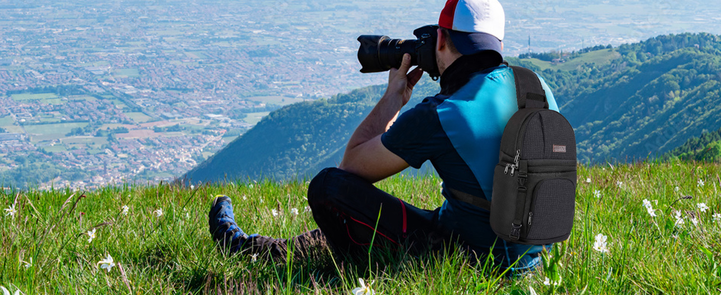 MOSISO Сумка на плічо для камери, фотосумка для DSLR/SLR/беззеркальних камер з тримачем для штатива, знімними вставками, сумісна з Canon/Nikon/Sony/Fuji, чорна