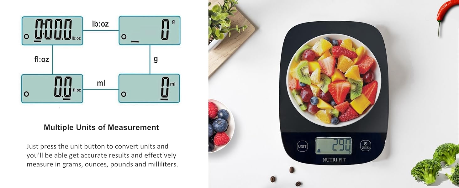 Кухонні ваги Nutri Fit – цифрові, ультратонкі, багатофункціональні, 5 кг, чорний колір